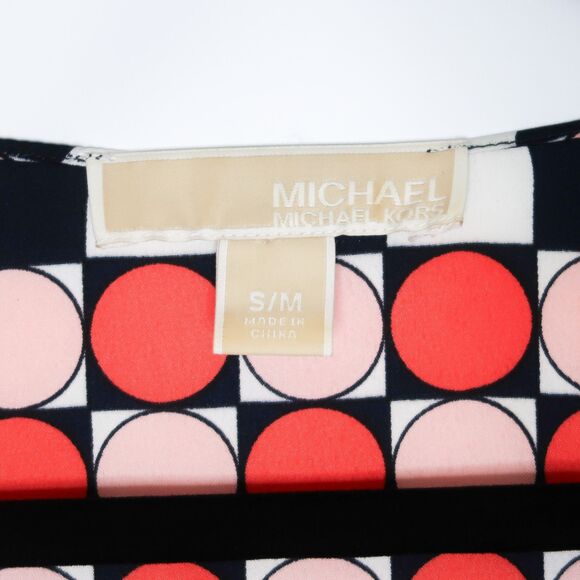 MICHAEL Michael Kors Womens‎ Kimono S/M Blue Pink Peach Geometric 70s Nautical - Picture 3 of 7